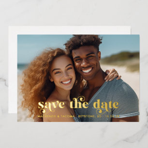 Moderne typografie foto save the date folie uitnodiging