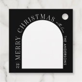 Moderne typografie fotoboog Kerstmis Bedankjes Labels (Achterkant)