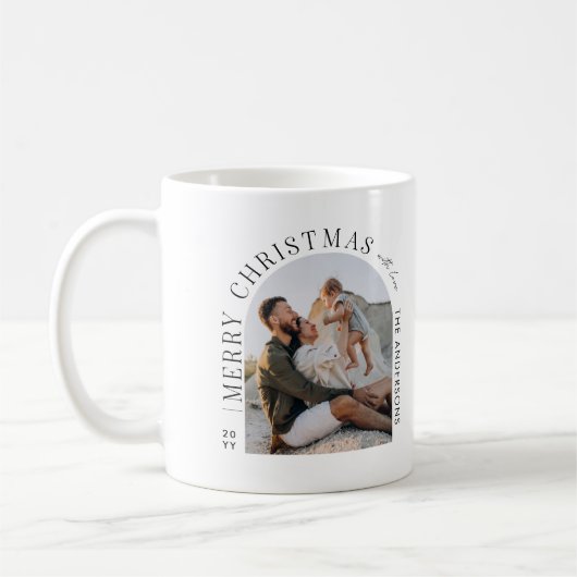 Moderne typografie fotoboog Kerstmis Koffiemok (Links)