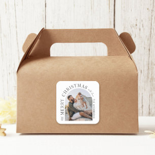 Moderne typografie fotoboog Kerstmis Vierkante Sticker