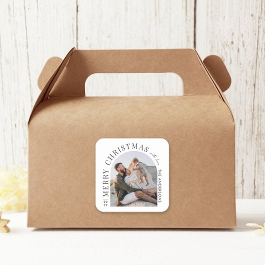 Moderne typografie fotoboog Kerstmis Vierkante Sticker