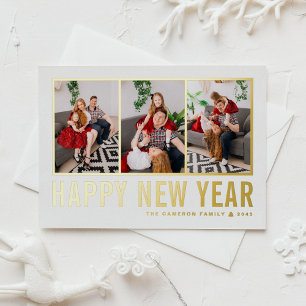 Moderne Typografie Fotocollage Gelukkig Nieuwjaar Folie Feestdagen Briefkaart