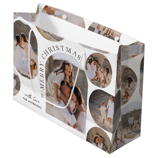Moderne typografie fotocollage Kerstmis Groot Cadeauzakje (Voorkant Gekanteld)