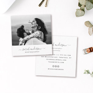 Moderne typografie fotograaf Minimale kalligrafie Vierkante Visitekaartje