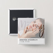 Moderne Typografie Fotografie Memorial Vierkante Button 5,1 Cm (Voorkant /achterkant)