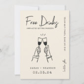 Moderne Typografie FunnyFree Drinken Foto QR Code Save The Date (Voorkant)