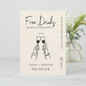 Moderne Typografie FunnyFree Drinken Foto QR Code Save The Date (Staand voorkant)