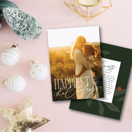 Moderne typografie Gelukkigste Feestdagen Eén foto Feestdagenkaart