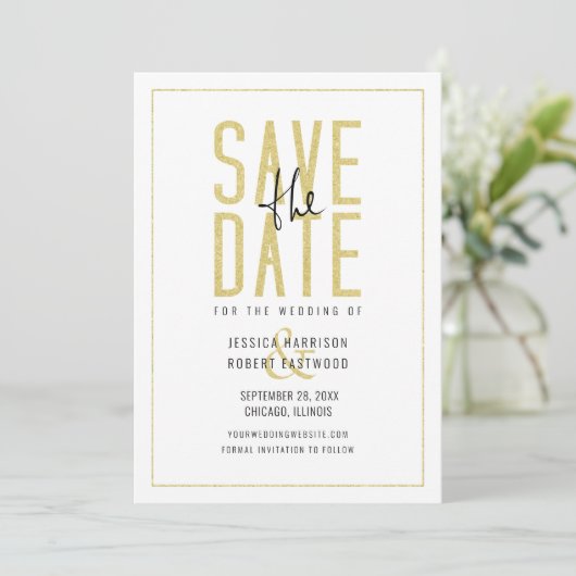 Moderne typografie, gemakkelijk save the date (Staand voorkant)