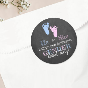 Moderne typografie Geslacht maakt feest! Baby Show Ronde Sticker