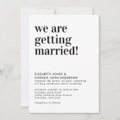 Moderne Typografie Getting Married Foto Bruiloft Kaart (Voorkant)