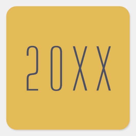 Moderne Typografie Gold Blue nieuwjaarsenvelop Vierkante Sticker (Voorkant)