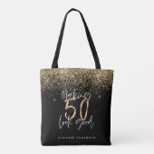 Moderne typografie goud glitter chic 50ste verjaar draagtas (Achterkant)