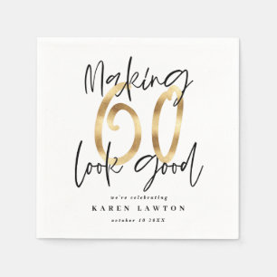 Moderne typografie goud zwart 60ste verjaardagsfee servet