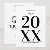 Moderne typografie Graduation Party Invitation Kaart (Voorkant / Achterkant)