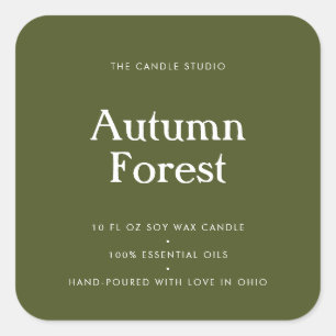 Moderne Typografie Green Packaging Candle Cosmetic Vierkante Sticker