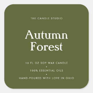 Moderne Typografie Green Packaging Candle Cosmetic Vierkante Sticker