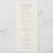 Moderne typografie greige huwelijksprogramma programma (Achterkant)