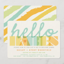 Moderne typografie Hallo baby's Twins Sip & See