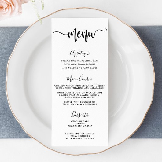 Moderne Typografie Hand Lettering Wedding Menu