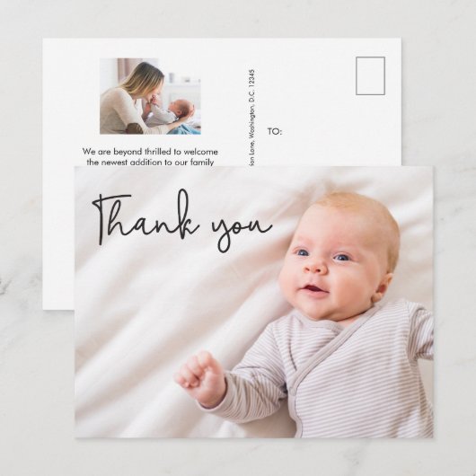 Moderne typografie Hartelijk dank Aangepaste foto' Aankondigingskaart (Voorkant / Achterkant)