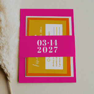 Moderne Typografie Hot Pink bruiloft uitnodiging Uitnodigingen Wikkel