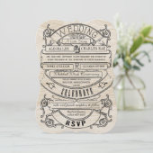  moderne typografie Hout Wedding Kaart (Staand voorkant)