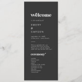 Moderne typografie | Houtskool grijs bruiloft prog Programma (Voorkant)