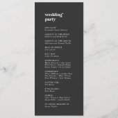 Moderne typografie | Houtskool grijs bruiloft prog Programma (Achterkant)