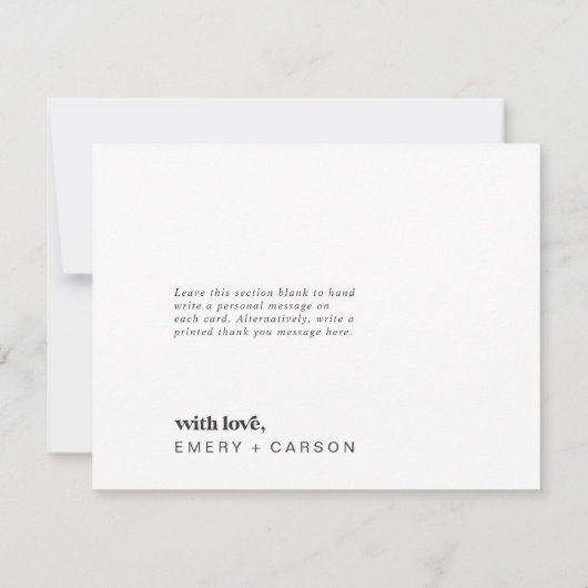 Moderne Typografie Houtskool Grijs Dank u Kaart (Achterkant)