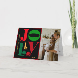 Moderne typografie JOLLY Fotovakantie Feestdagen Kaart