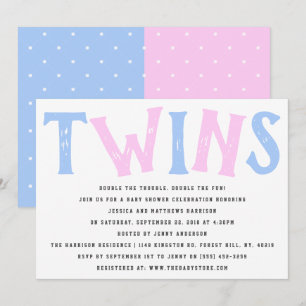 Moderne typografie jongen & meisje tweeling baby s kaart