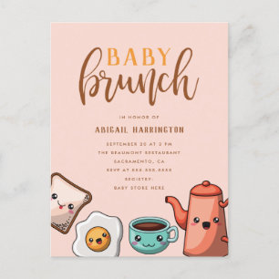 Moderne typografie Kawaii Baby Brunch Uitnodiging Briefkaart