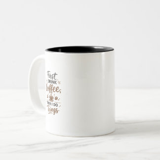 Moderne typografie koffiekopje cadeau tweekleurige koffiemok