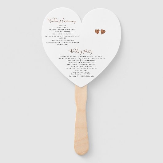 Moderne typografie koper glitter bruiloft programm handwaaier (Achterkant)