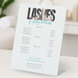 Moderne typografie "LASHES" door prijslijst Reclamebord Met Voetstuk