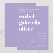 Moderne Typografie Lavender Paars Bat Mitzvah Kaart (Voorkant / Achterkant)