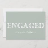 Moderne Typografie Lichte Sage Foto Verloving Aankondiging (Voorkant)