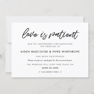 Moderne typografie Liefde is geduldig trouwkaart Kaart