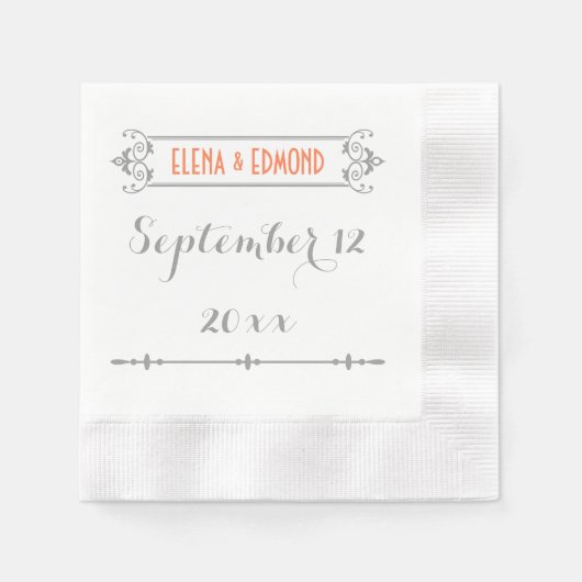 Moderne typografie,  lijst bruiloft servetten (Voorkant)