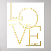 Moderne Typografie Love Initialen Wedding Date Gol Folie Afdrukken (Voorkant)
