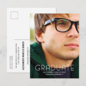 Moderne Typografie Male College Afstuderen Aankondigingskaart (Voorkant / Achterkant)