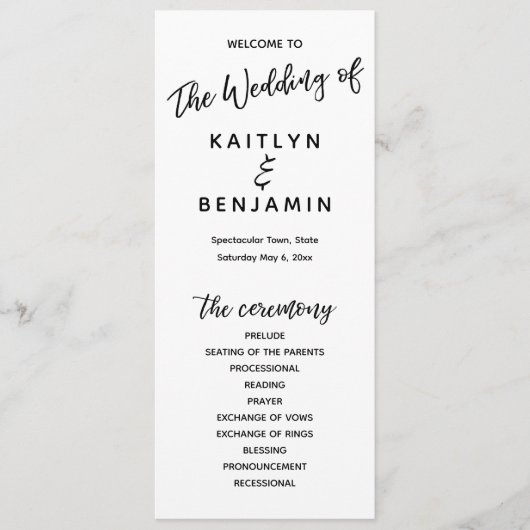 Moderne typografie met handschrift Eenvoudig wit Programma (Voorkant)