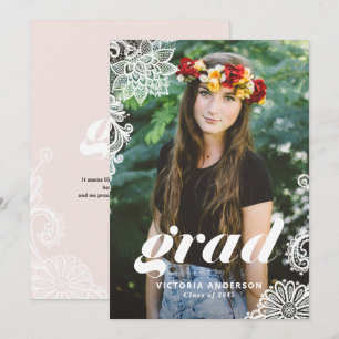 Moderne typografie met kanten foto afstudeerfeest kaart