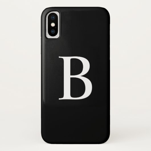 Moderne typografie met zwarte en witte monogram in Case-Mate iPhone case (Achterkant)