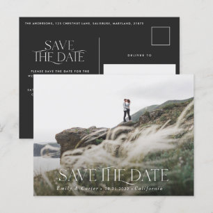 Moderne typografie minimale foto zwart-wit aankondigingskaart