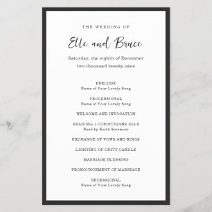 Moderne typografie Minimalistisch huwelijksprogram Flyer