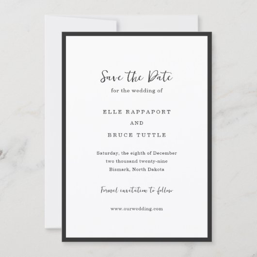 Moderne typografie Minimalistische bruiloft Save The Date (Voorkant)