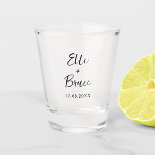 Moderne typografie Minimalistische bruiloft Shot Glas