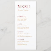Moderne typografie minimalistische herfst bruiloft menu (Voorkant)